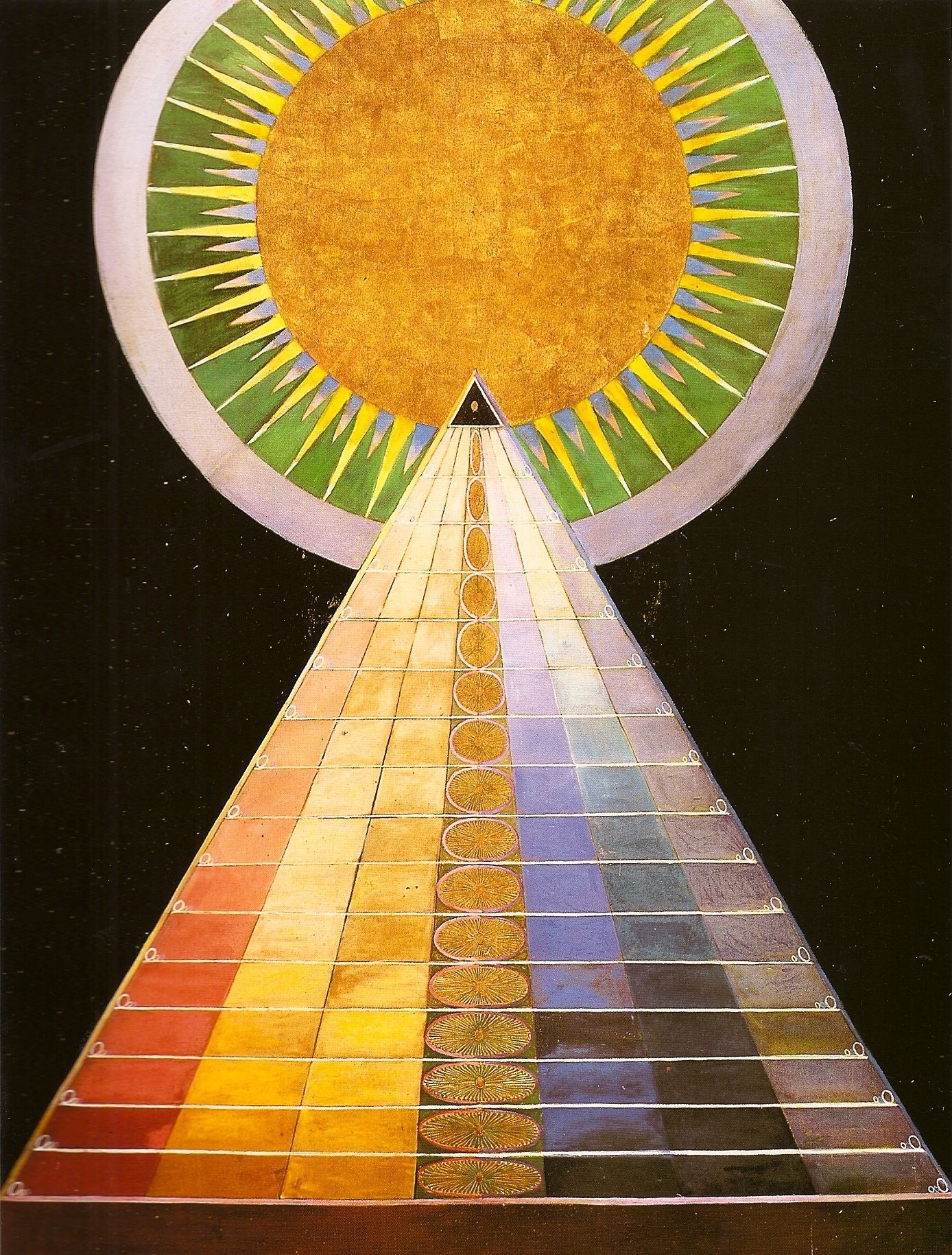 Hilma af Klint, Untitled #1,1915, oil on gold on canvas, private collection