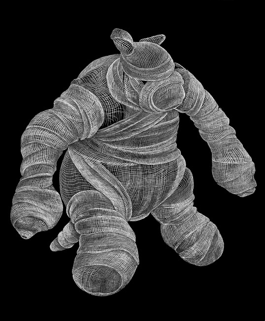 Adeel uz Zafar, Monster I, 2013, relief etching on Velin Arches paper, 51 × 46 cm. Courtesy the artist