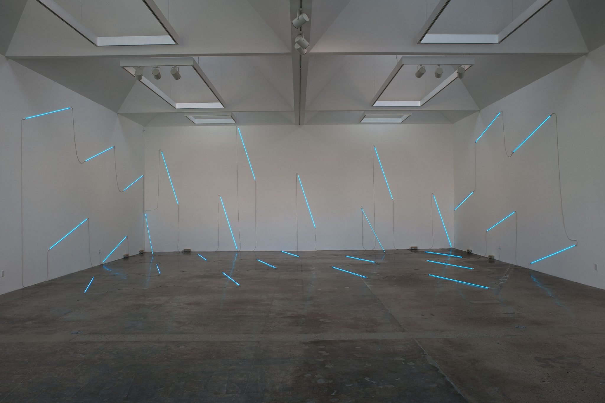 No End Neon, 2013, 29 200 cm blue neon tubes and transformers, dimensions variable. Photo: Robert Wedemeyer. Courtesy the artist and Kayne Griffin Corcoran, Los Angeles