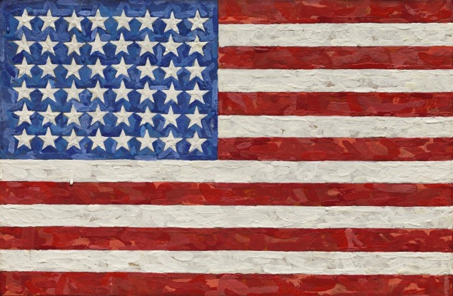 Jasper Johns, Flag, encaustic on silk flag on canvas, 1983. News 13 Nov 2014