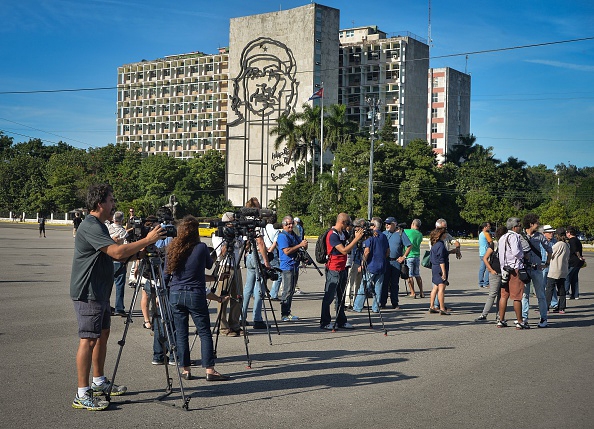 Journalists wait for Tania Bruguera, from Opinion March 2015 Hessler