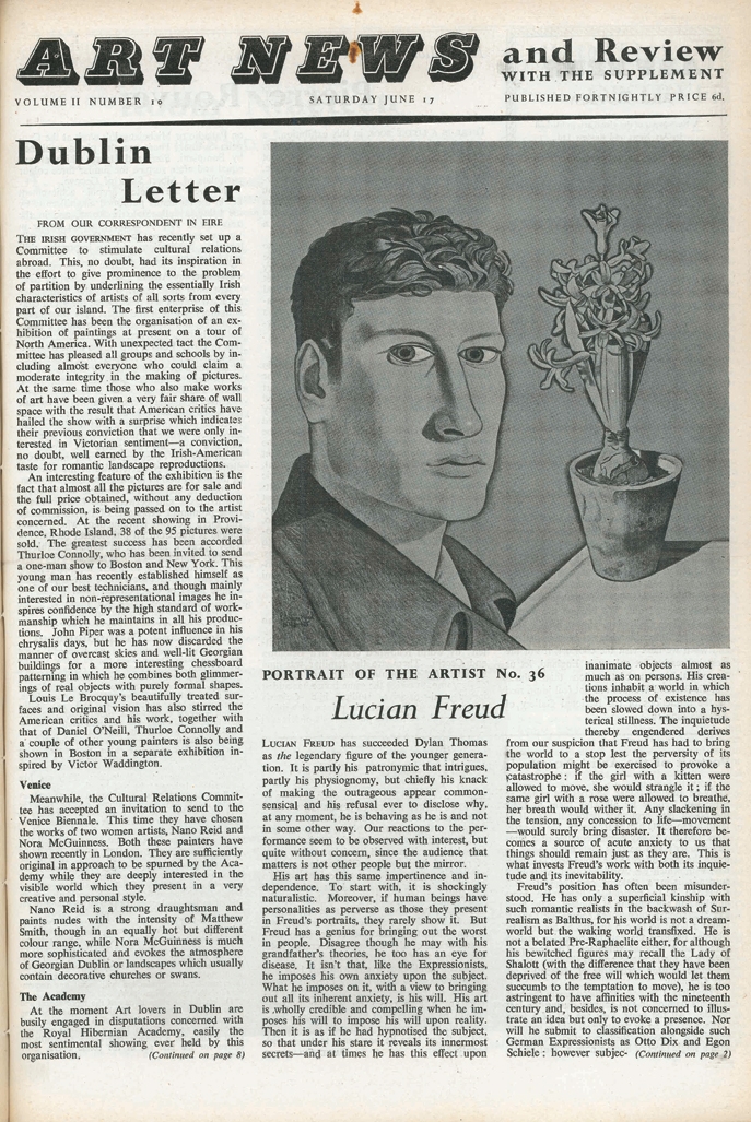 Archive cutting David Sylvester on Lucian Freud, 1950, page 1