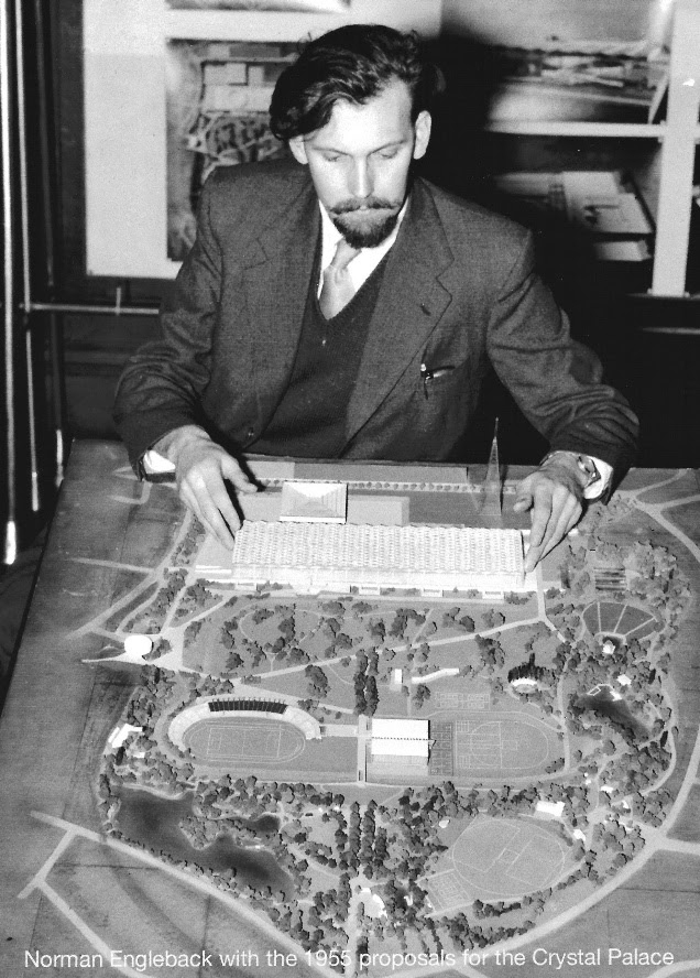 Normann Engleback with the 1955 proposal for the Crystal Palace