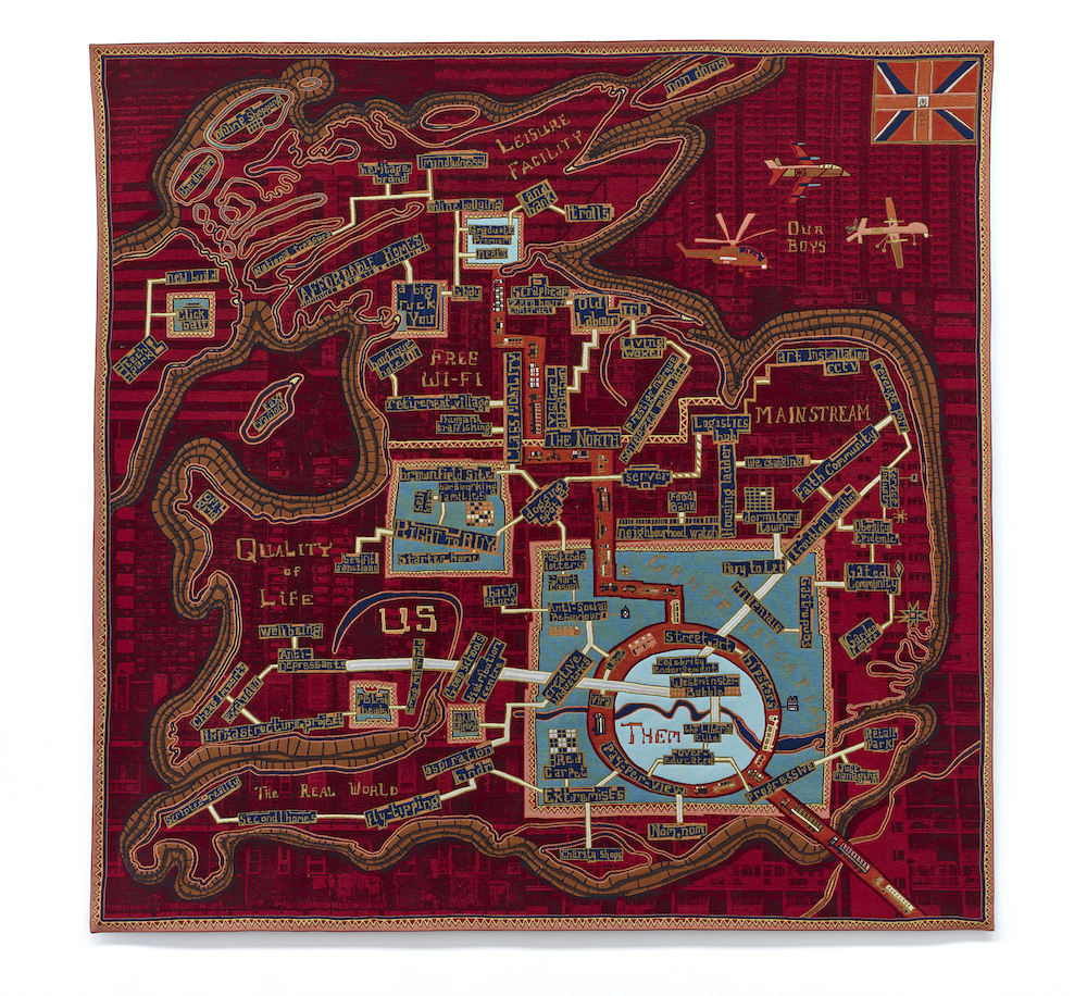 Grayson Perry, 'Red Carpet', tapestry, 2017. Image: courtesy the artist, Paragon | Contemporary Editions Ltd and Victoria Miro, London (photograph Stephen White)