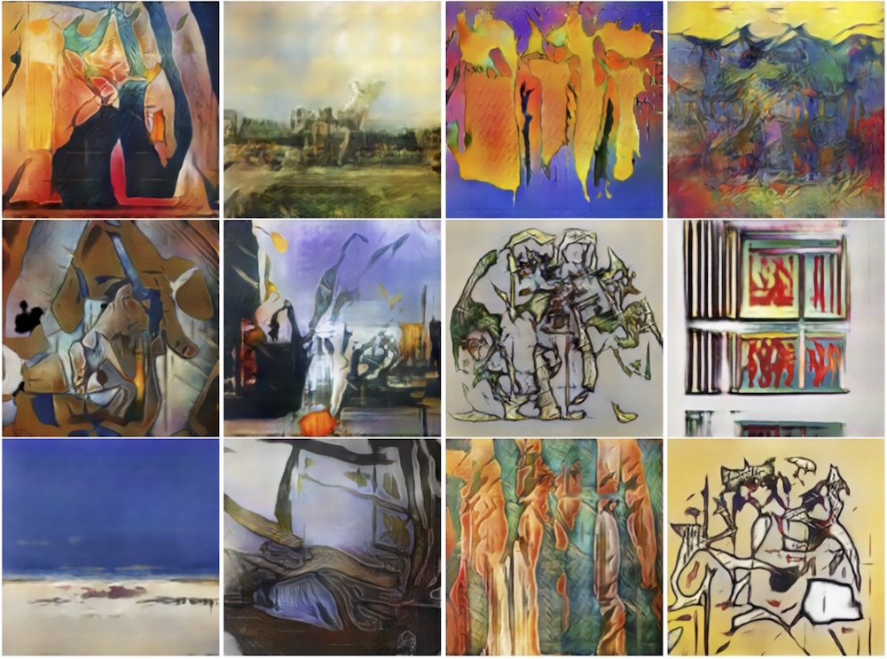 Examples of images generated by the Creative Adversarial Networks (CAN) system. Image: courtesy of Dr. Ahmed Elgammal