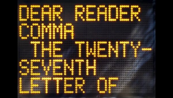 Shannon Ebner, Dear Reader (still), 2011. AR March 2018