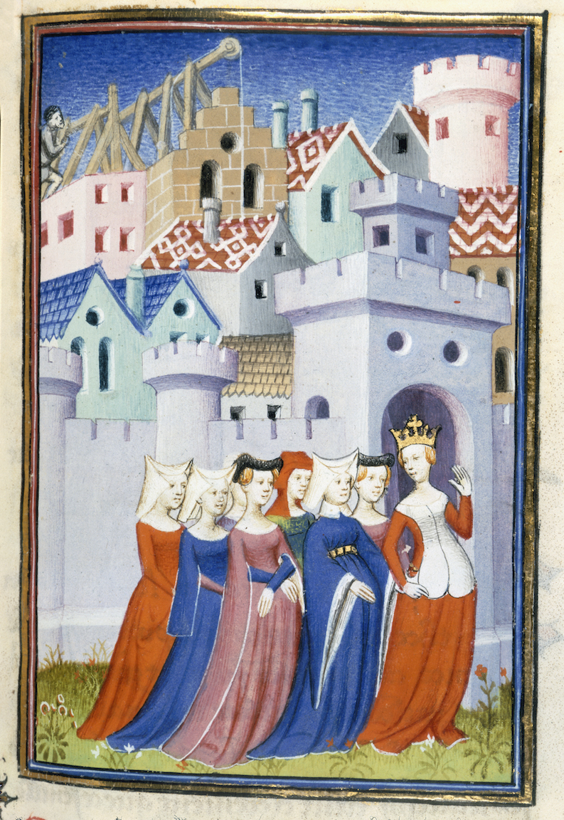Miniature of Justice leading the queens into the City of Ladies in The Book of the City of Ladies. AR April 2018 Feature