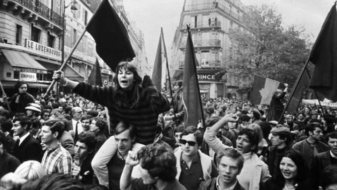 Students protest during May 1968 movement in Paris. AR May 2018 Feature