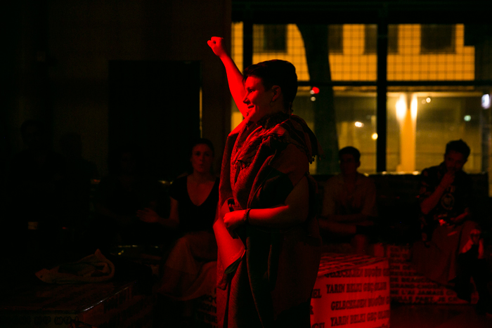 Elin Már Øyen Vister, the history of the circle speaks, performance as part of The Parliament of Bodies: Parliament of Bitches, June 2019, Bergen. AR September 2019 Previews