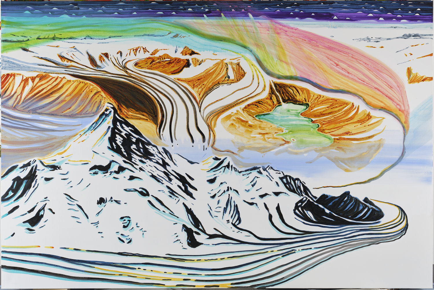 John Kørner, Light Eruption, 2023. Acrylic on canvas 240.0 cm x 360.0 cm x 4.5 cm. Courtesy the artist