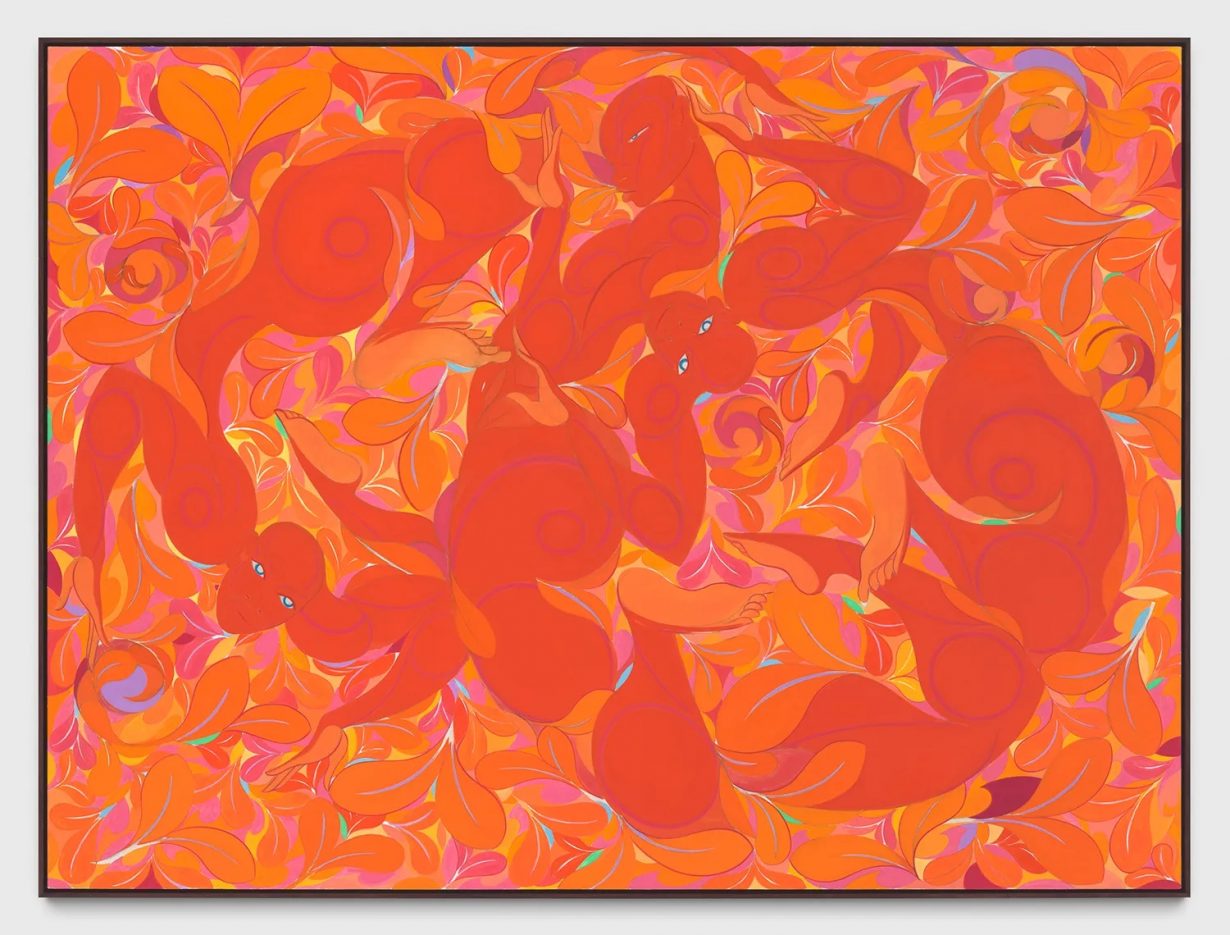 Tunji Adeniyi-Jones, Triple Dive Red II, 2023, oil on canvas