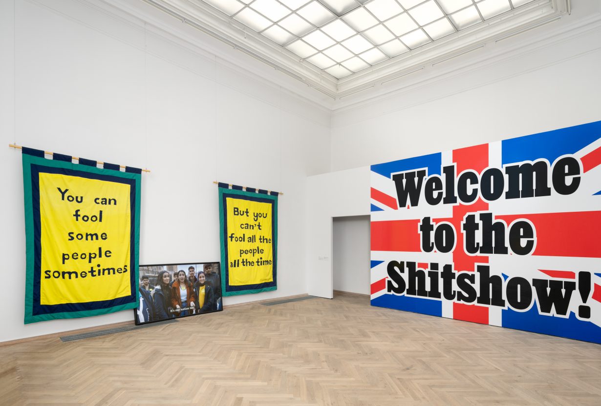 Jeremy Deller, Installation view, Welcome to the Shitshow!, Kunsthal Charlottenborg, 2023. Courtesy of the Artist and Art:Concept, Paris and The Modern Institute/ Toby Webster Ltd., Glasgow. Photo by David Stjernholm