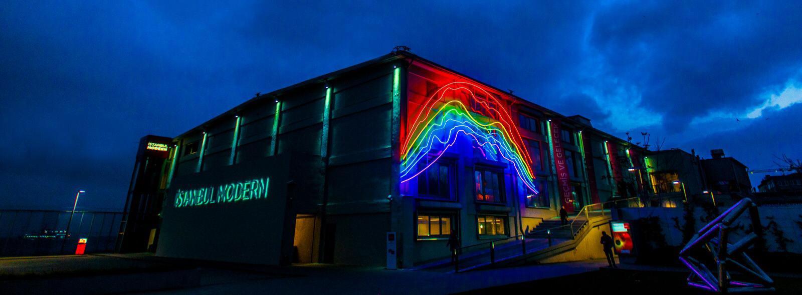 Sarkis, Rainbow, 2013, installed on the facade of Istanbul Modern