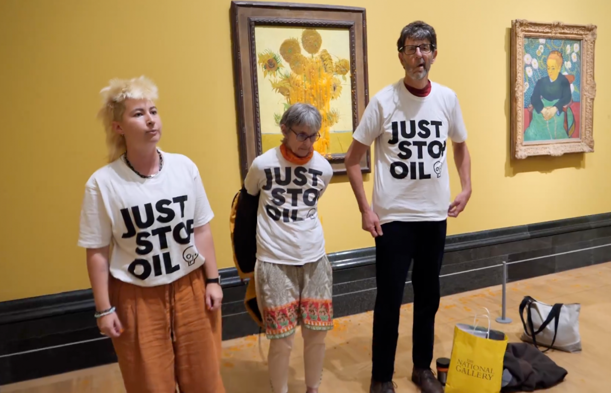 Just Stop Oil protestors at London's National Gallery. Courtesy Just Stop Oil 