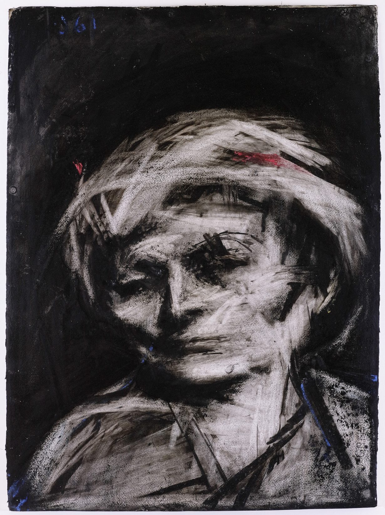 Auerbach, Head of Gerda Boehm II, 1961, charcoal and chalk on paper, 76.2 x 55.9 cm, courtesy Frankie Rossi Art Projects, London