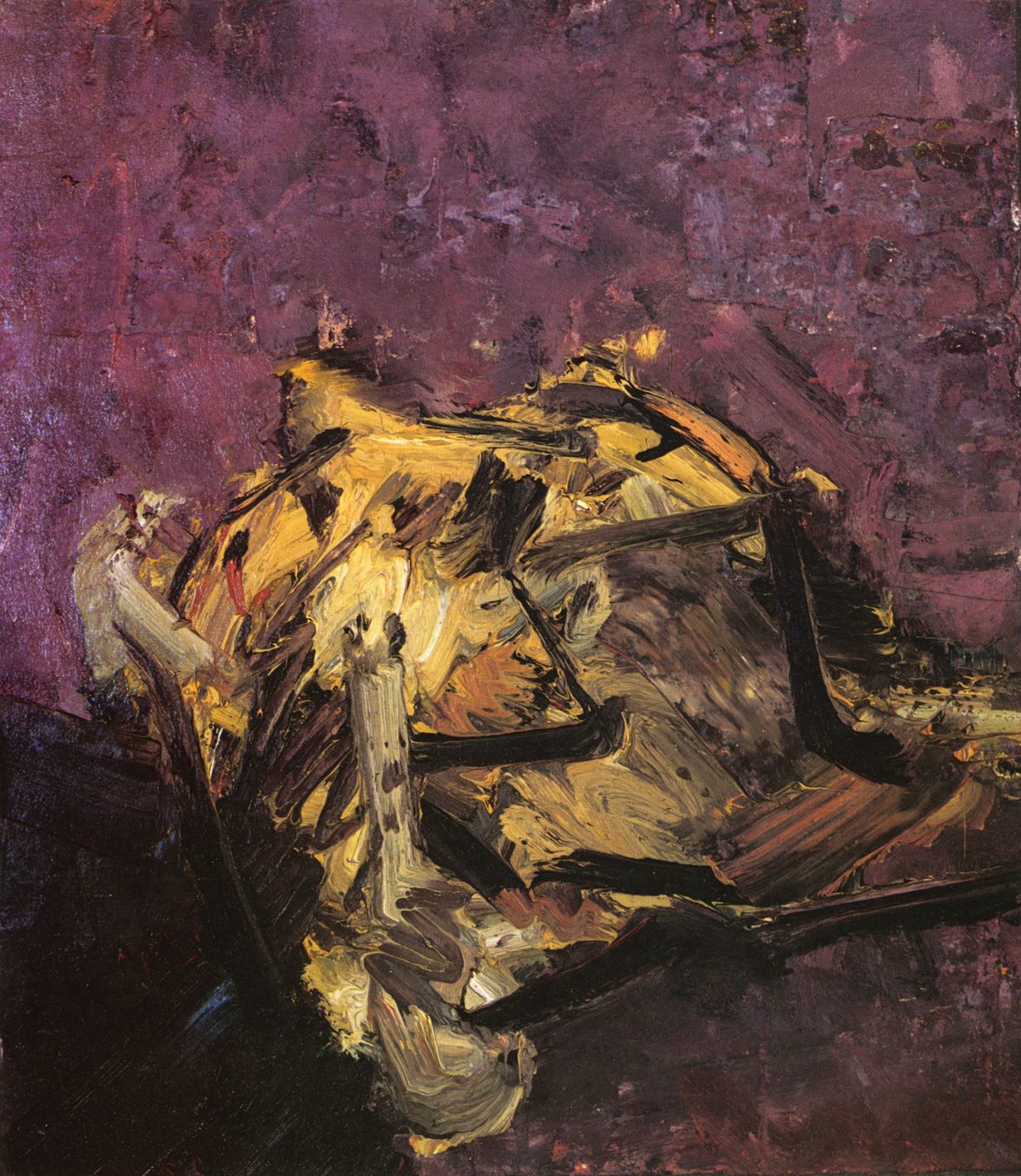 Reclining Head of J.Y. M., 1975, oil paint on board, 71 × 61 cm. Private collection