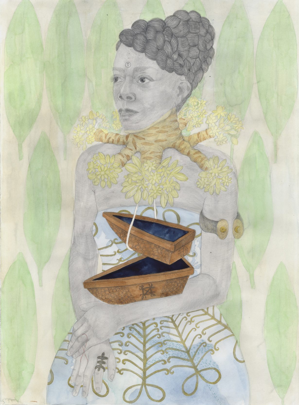 Charmaine Watkiss, The warrior builds strength: from all who came before, 2023. Coffee, water soluble graphite, pencil, watercolour and ink on paper © Charmaine Watkiss. All rights reserved, DACS 2024