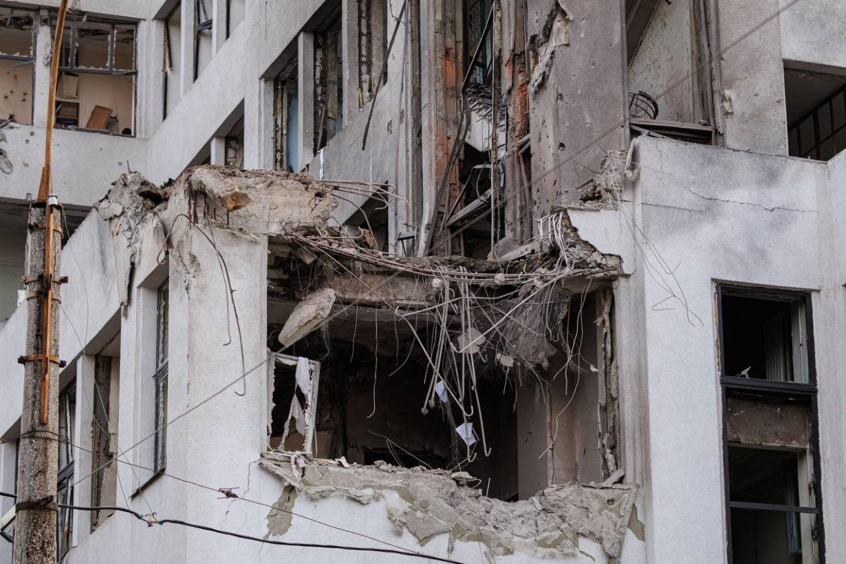 The damaged Derzhprom Building, 29 October 2024. Photo courtesy Kharkiv Regional State Administration © CC 4.0