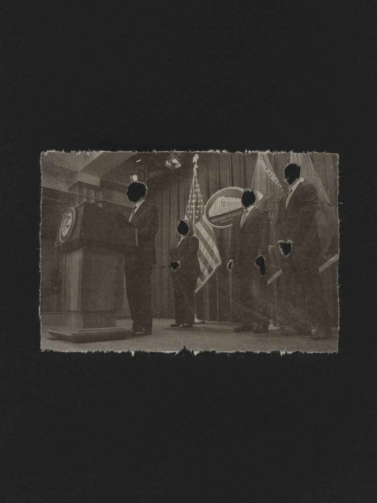 Jim Jarmusch, Untitled, 2023, Initialed recto, numbered and dated verso, Newsprint collage on paper, 12 x 9 inches. Courtesy the artist and James Fuentes, Los Angeles and New York