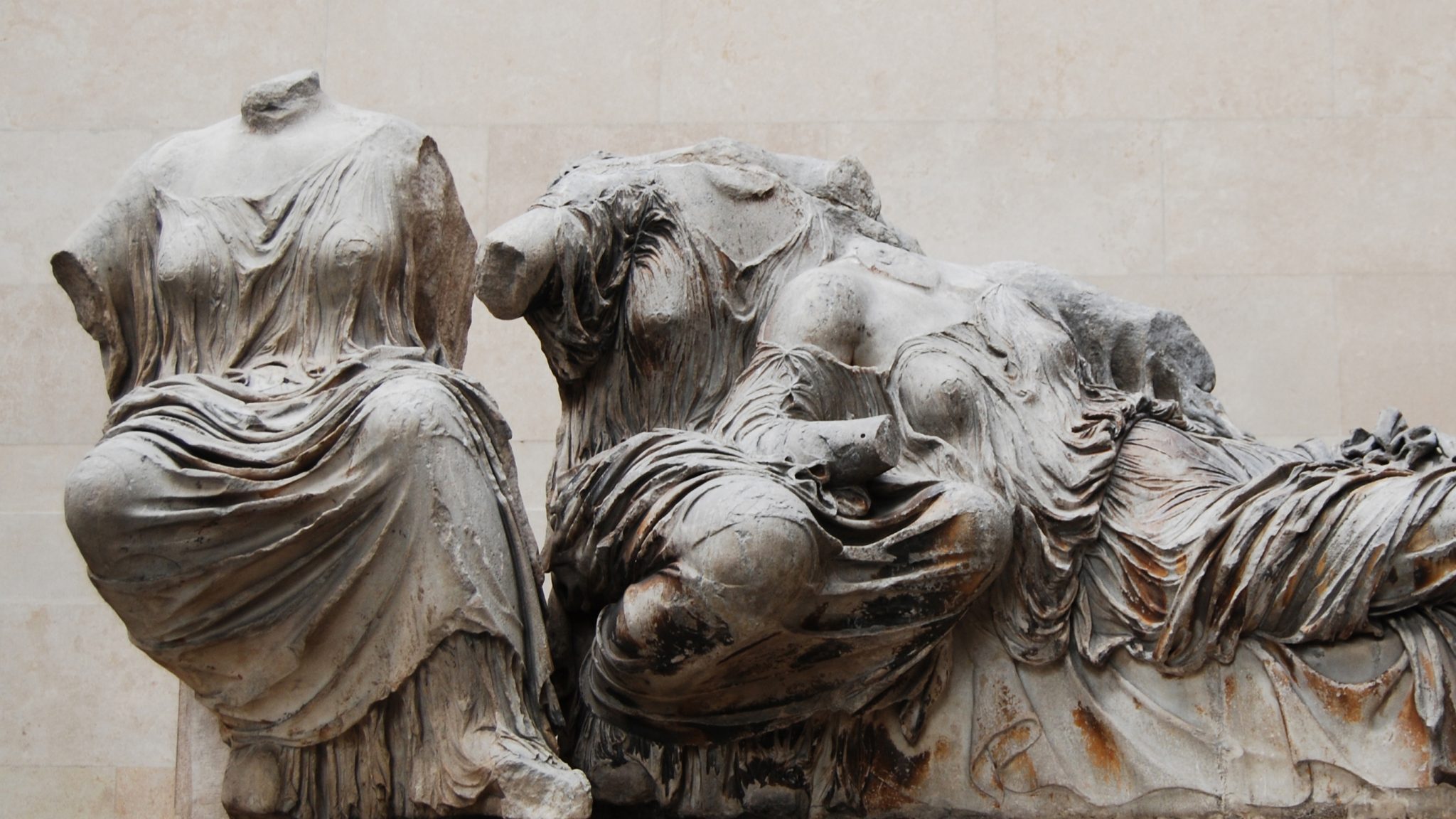 Figures of three goddesses from the east pediment of the Parthenon at the British Museum © CC 3.0. Photo: MaryG90