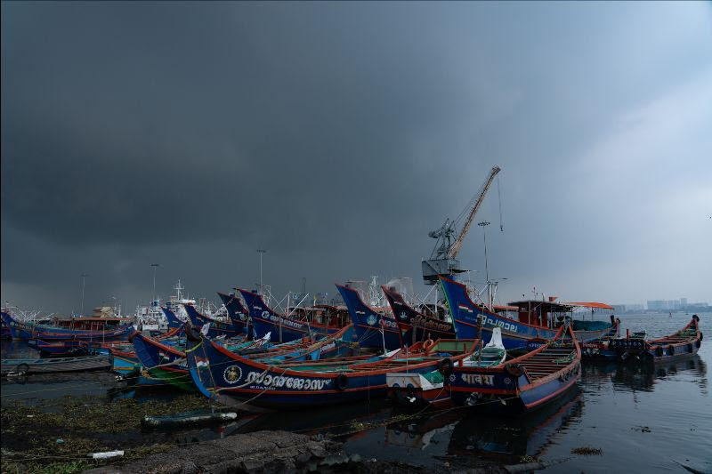 Fishing boats docked at Fort Kochi, one of the venues of Kochi Biennale