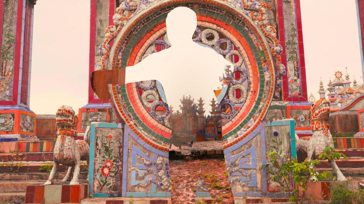 A collage image with a cut out figure